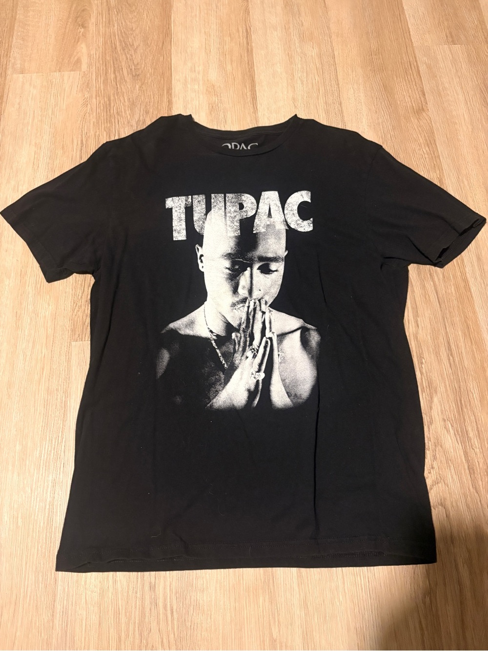 Black Graphic Men's T-Shirt with Prayer Portrait